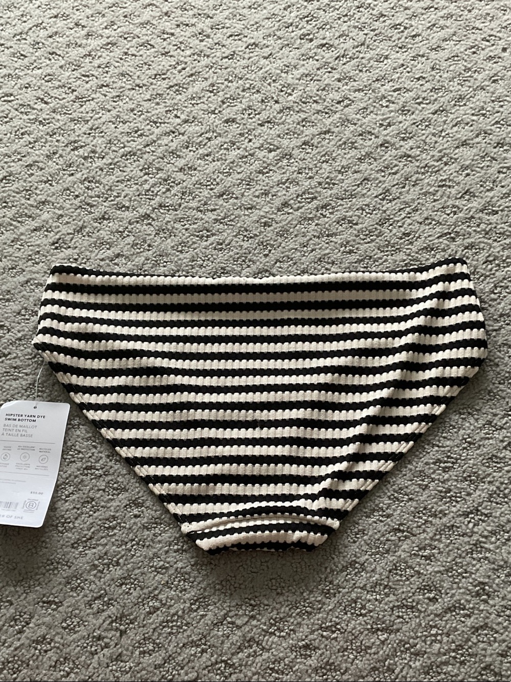Athleta Black & Cream Striped Bikini Bottom 0473 - Picture 6 of 6